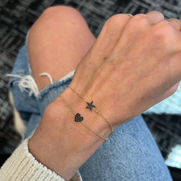 Black Diamond Mini Pave Heart Bracelet