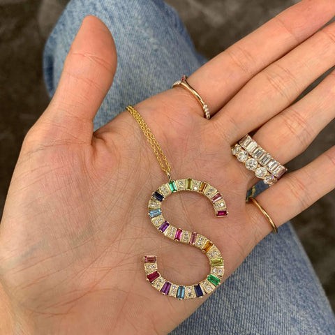 Jumbo Rainbow Initial Necklace