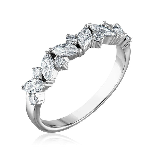 Alternating Marquise and Round Halfway Band