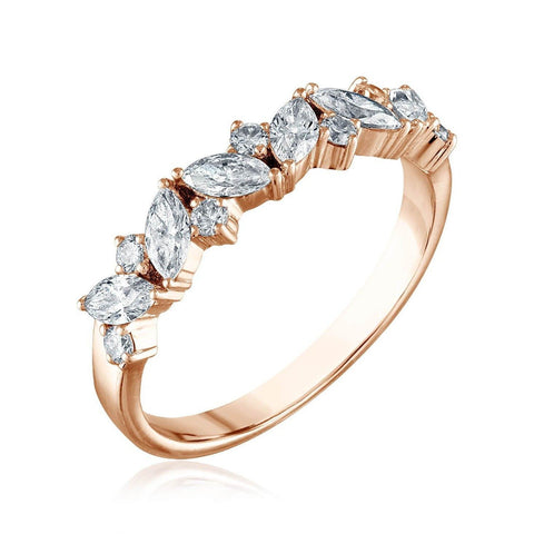 Alternating Marquise and Round Halfway Band