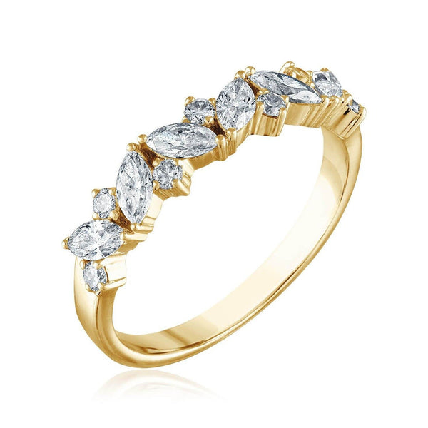 Alternating Marquise and Round Halfway Band