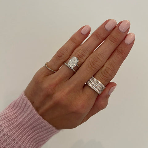 4.07ct Elongated Cushion Cut Band and a Half Engagement Ring