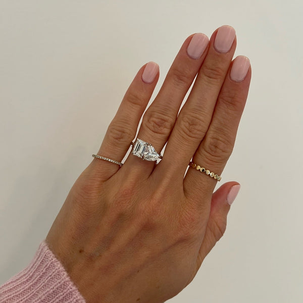 3.06cttw Emerald Cut and Heart Shaped Two-Stone Engagement Ring