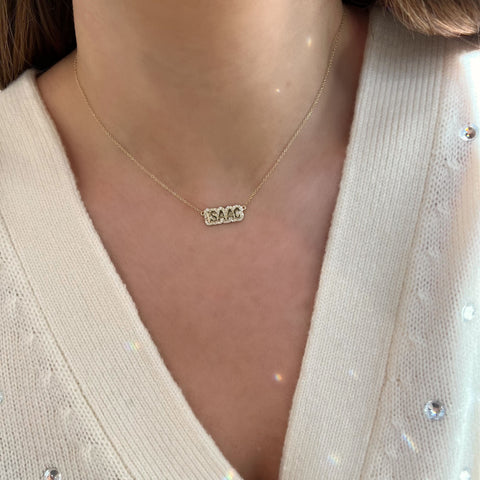 Large Bubble with Pave Outline Necklace