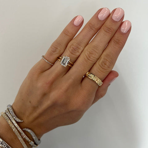 2.50ct Emerald Cut Solid Gold Split Shank Engagement Ring