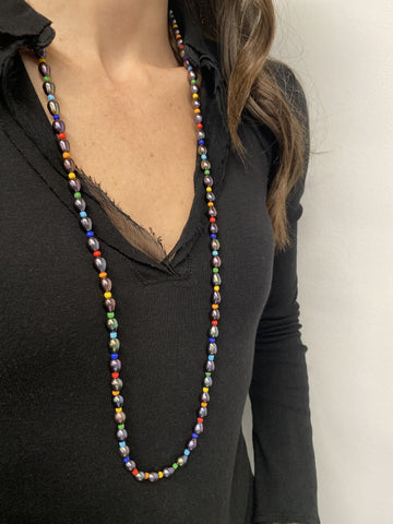 Black Baroque Pearl Rope Necklace