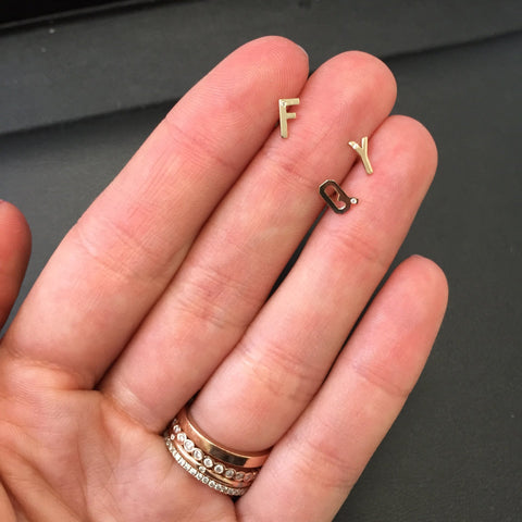Mini Initial Studs with Single Diamond