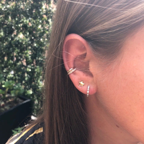 Diamond Baguette Huggie Earrings