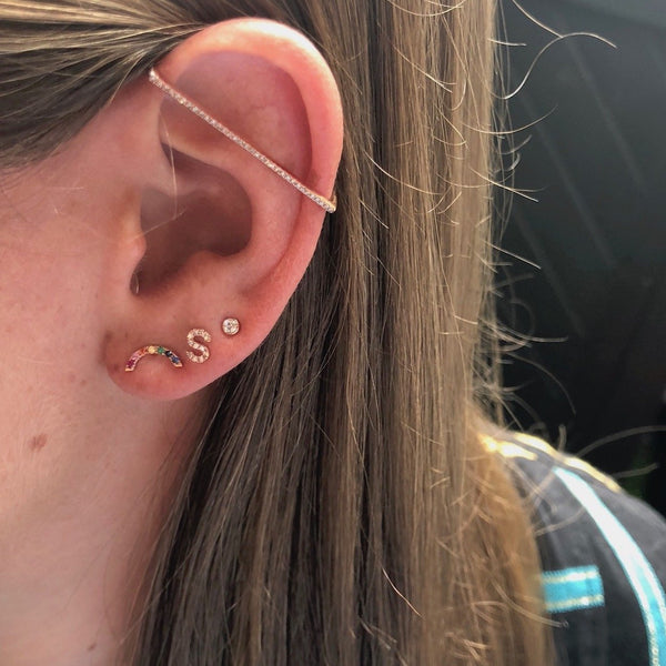 Mini Diamond Initial Stud Earrings