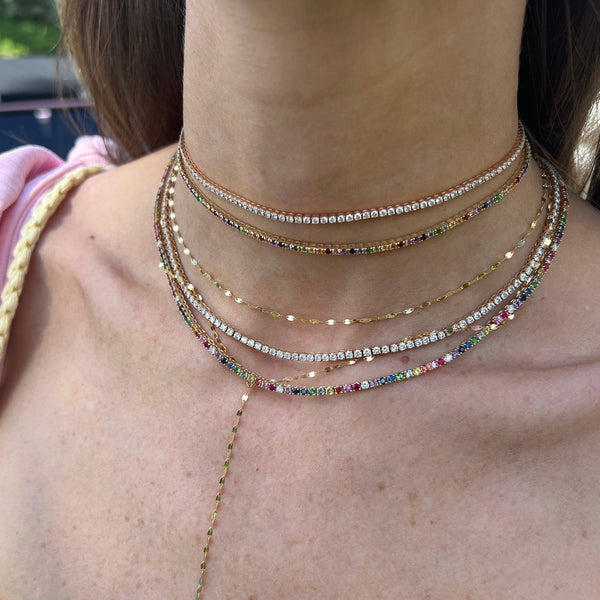 Rainbow and Diamond Tennis Necklace