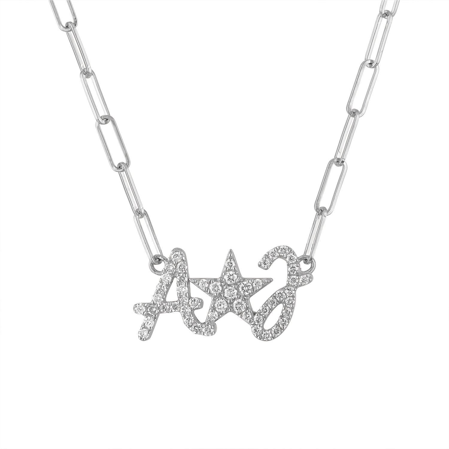 Jumbo Script Initial and Star Necklace