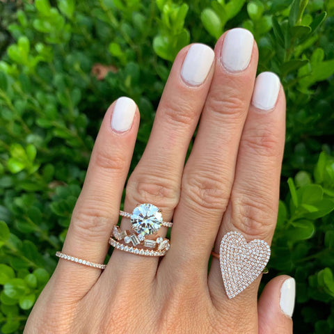 Alternating Baguette & Round Diamond Halfway Band