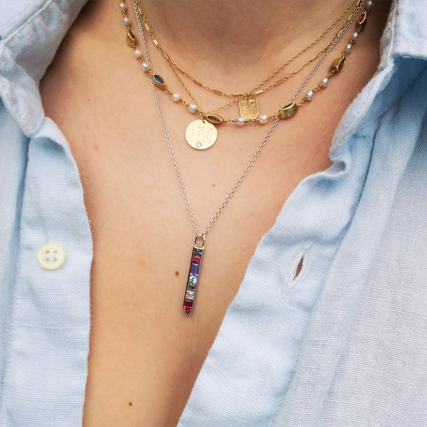 Vertical Gemstone Arrow Necklace