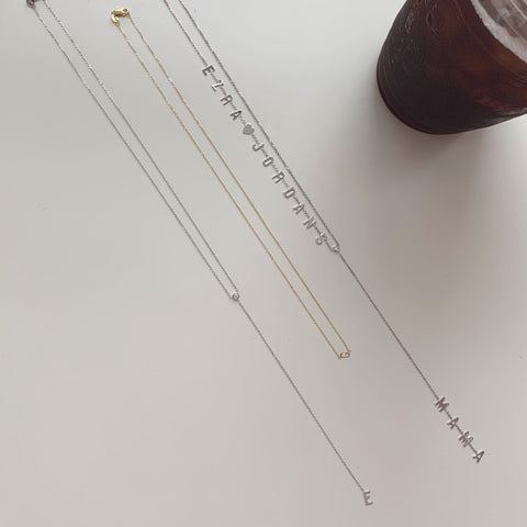 Mini Letter Lariat with Diamond Bezel