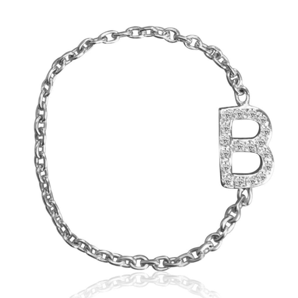 Pave Mini Letter Chain Ring