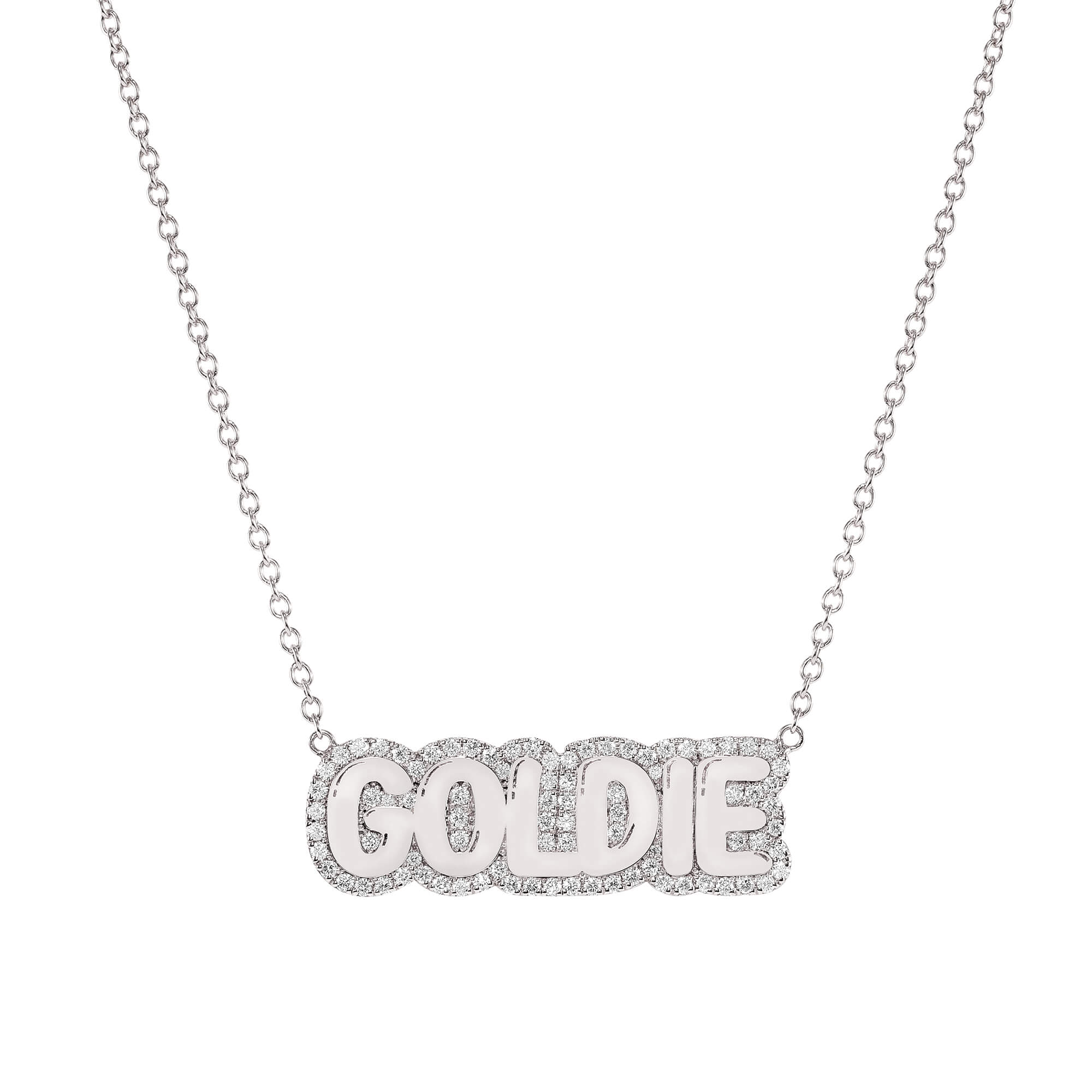 Large Bubble with Pave Outline Necklace