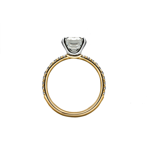 2.53 Carat Emerald Cut Engagement Ring with Diamond Pavé