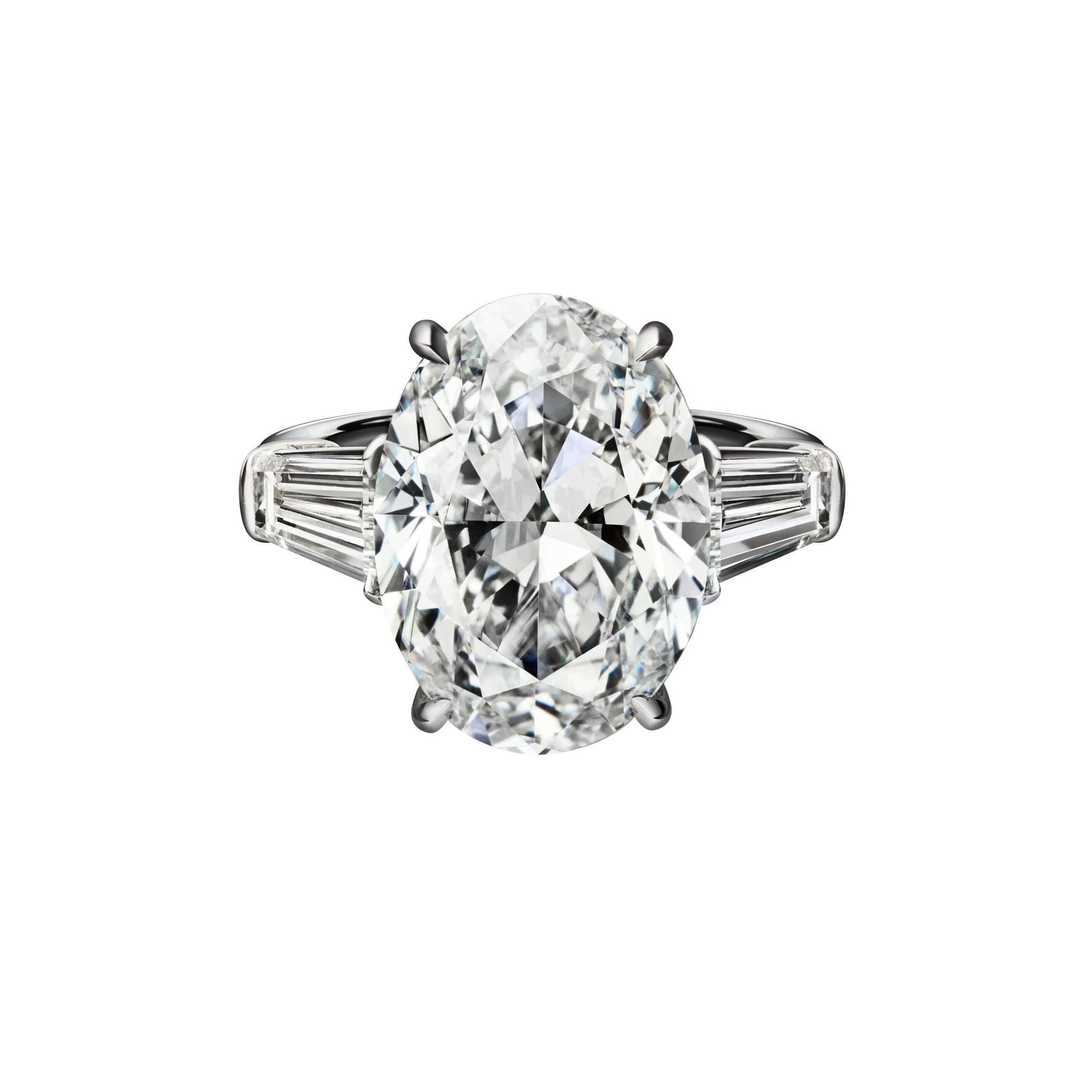 Oval Cut Engagement Ring with Tapered Baguettes