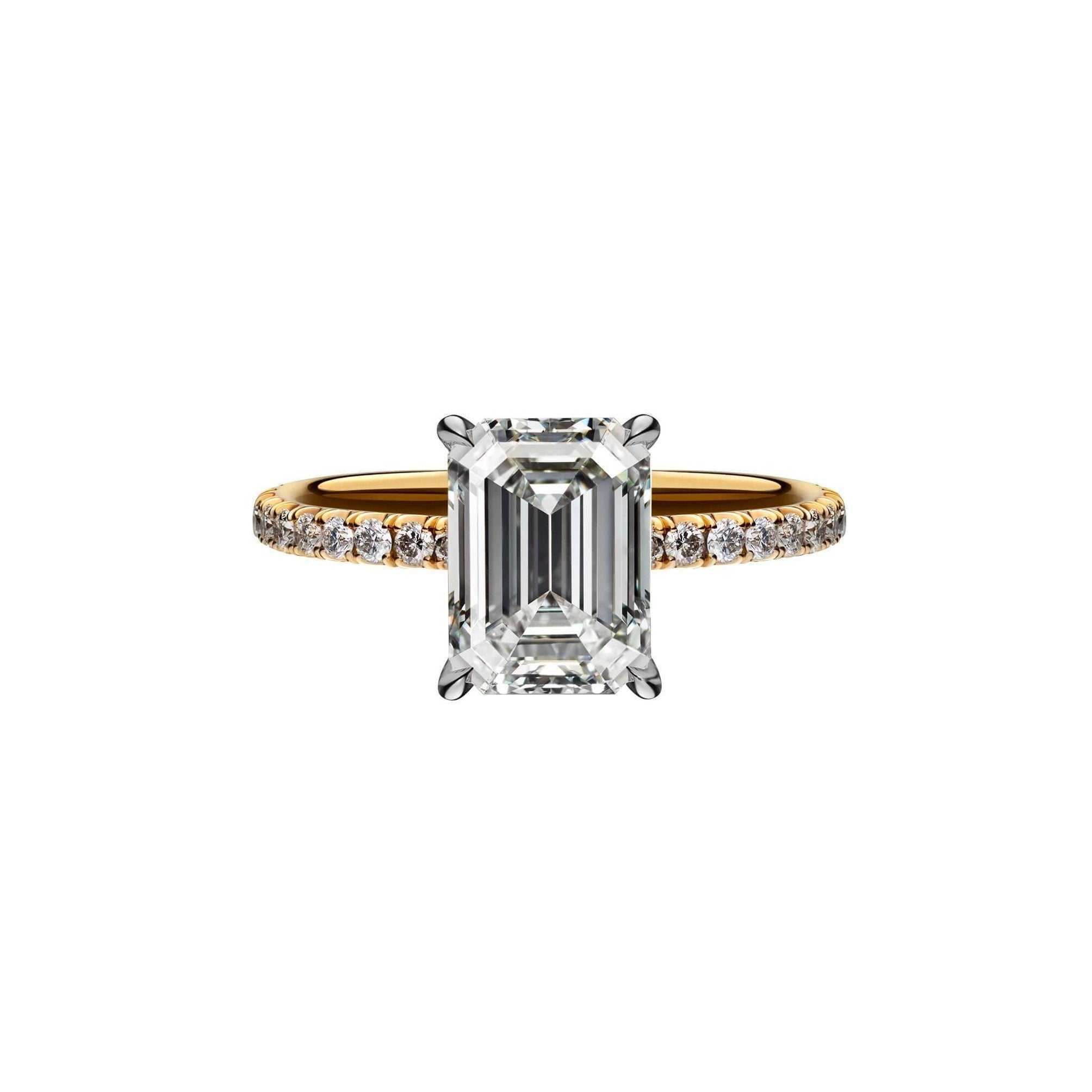 2.53 Carat Emerald Cut Engagement Ring with Diamond Pavé