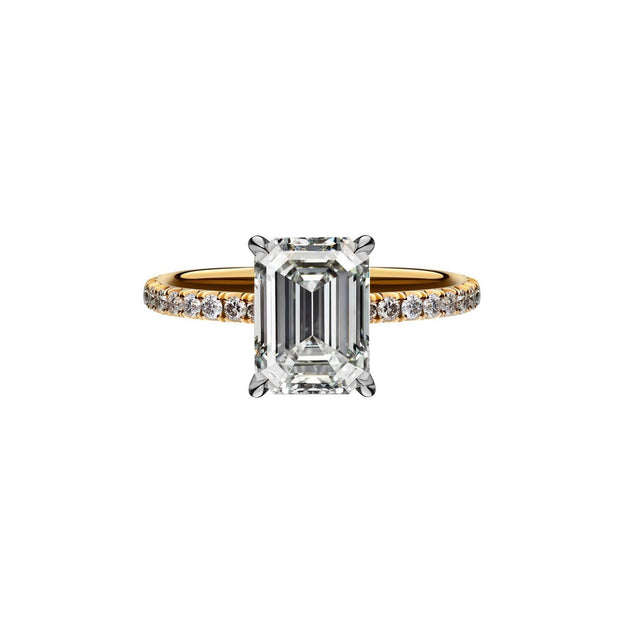 2.53 Carat Emerald Cut Engagement Ring with Diamond Pavé