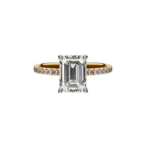 2.53 Carat Emerald Cut Engagement Ring with Diamond Pavé