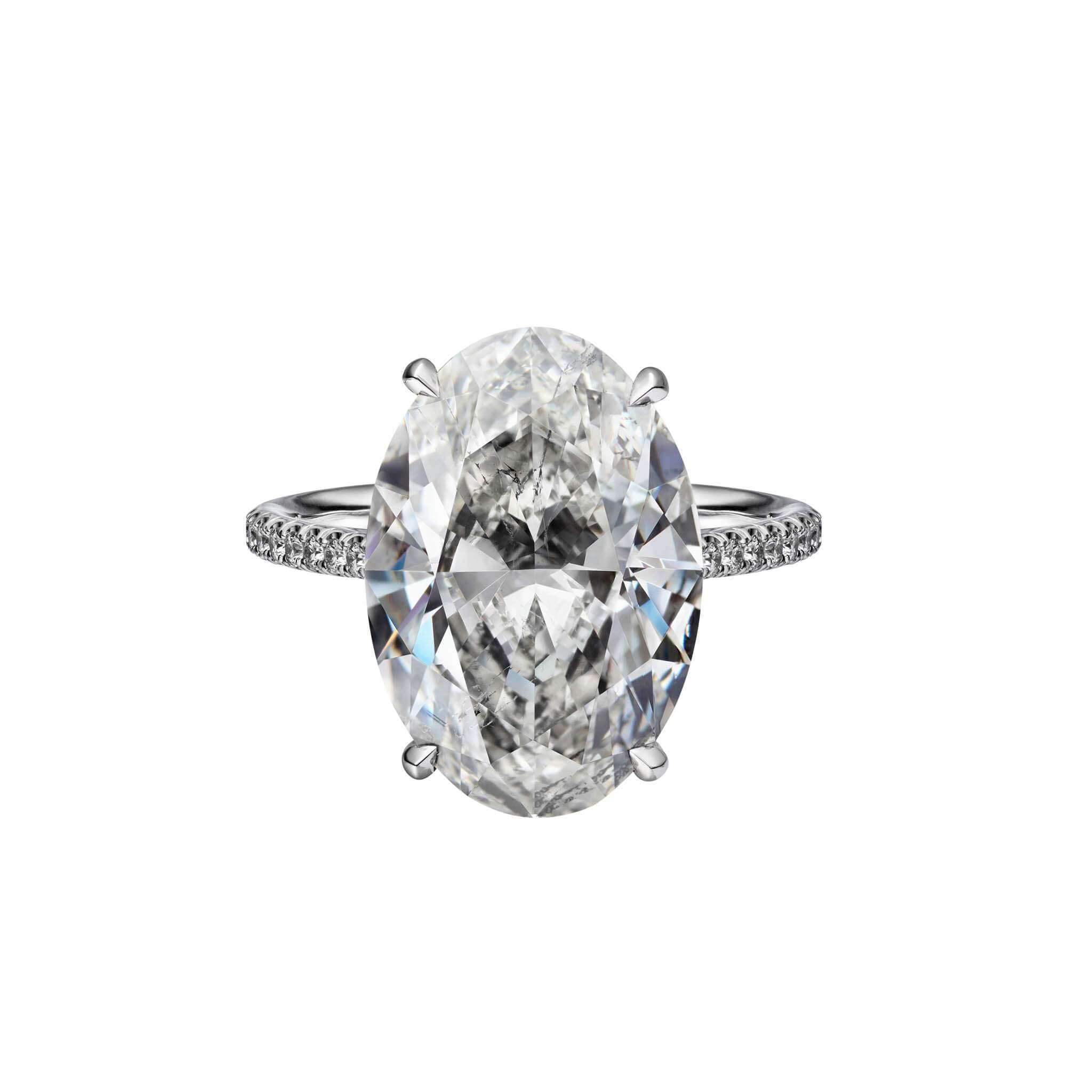 8.02 Carat Oval Cut Engagement Ring with Diamond Pavé