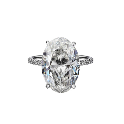 8.02 Carat Oval Cut Engagement Ring with Diamond Pavé