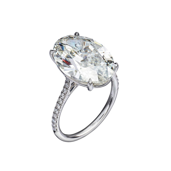8.02 Carat Oval Cut Engagement Ring with Diamond Pavé