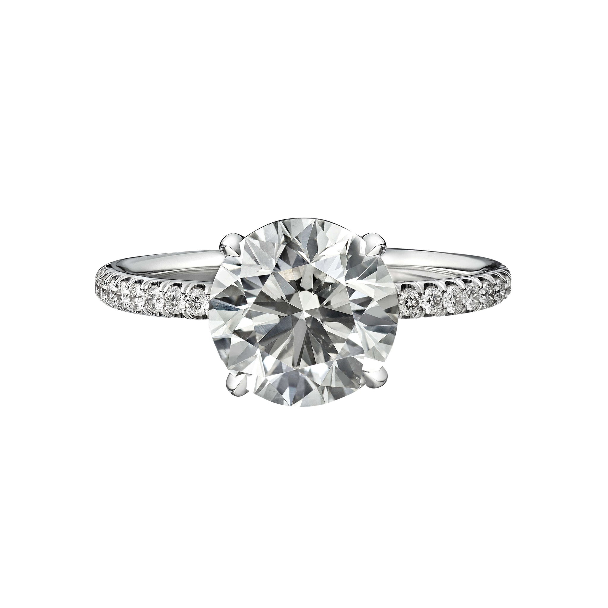 2.50 Carat Round Brilliant Cut Engagement Ring with Diamond Pavé