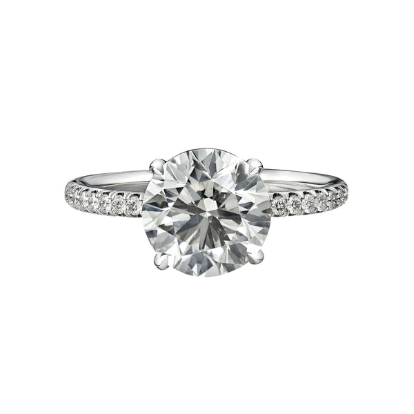 2.50 Carat Round Brilliant Cut Engagement Ring with Diamond Pavé