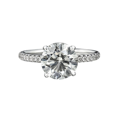 2.50 Carat Round Brilliant Cut Engagement Ring with Diamond Pavé