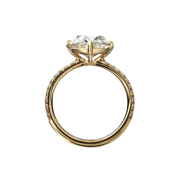 4.23 Carat Compass Set Oval Cut Engagement Ring with Diamond pavé