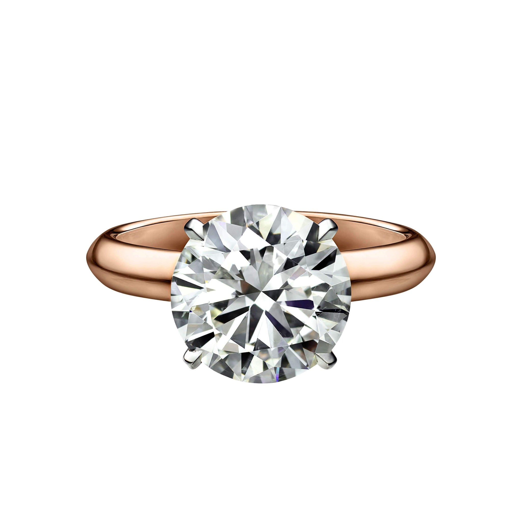 3.63 Carat Round Brilliant Cut Solitaire Engagement Ring with Knife Edge Setting