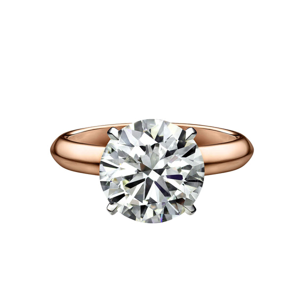 3.63 Carat Round Brilliant Cut Solitaire Engagement Ring with Knife Edge Setting