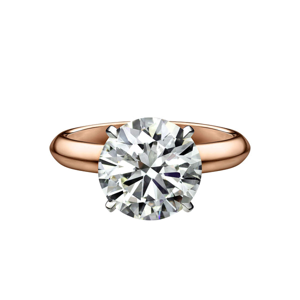 3.63 Carat Round Brilliant Cut Solitaire Engagement Ring with Knife Edge Setting