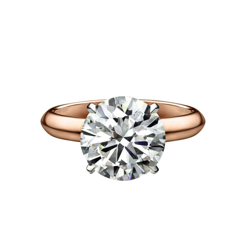 3.63 Carat Round Brilliant Cut Solitaire Engagement Ring with Knife Edge Setting