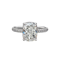 Link to the 4.07 Carat Cushion Cut Engagement Ring with Three Sided Diamond Pavé Product