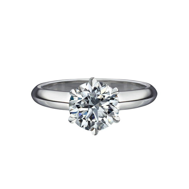 1.55 Carat Round Brilliant Cut Solitaire Engagement Ring with 6 Prong Setting