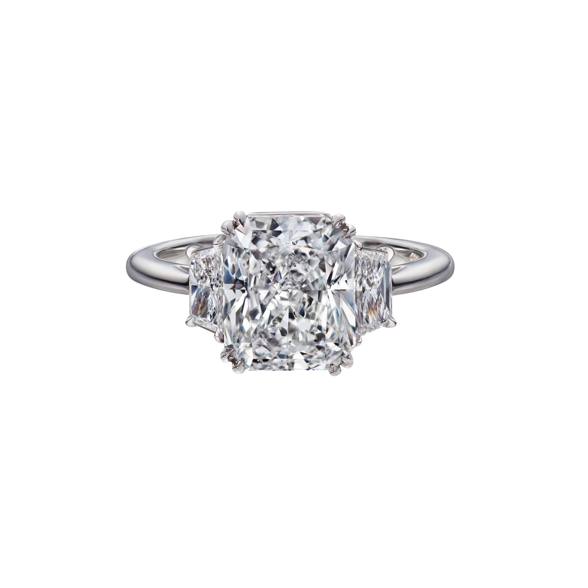 4.10 Carat Radiant Cut Engagement Ring with Trapezoids