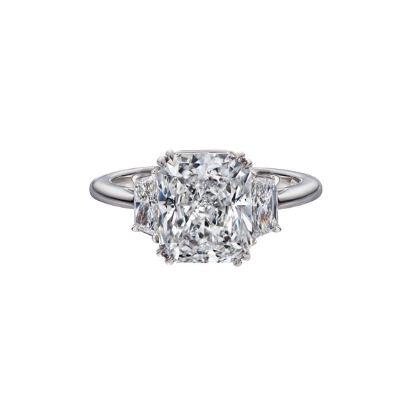 4.10 Carat Radiant Cut Engagement Ring with Trapezoids