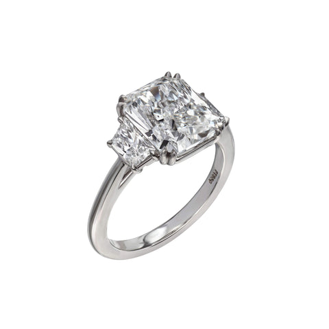 4.10 Carat Radiant Cut Engagement Ring with Trapezoids