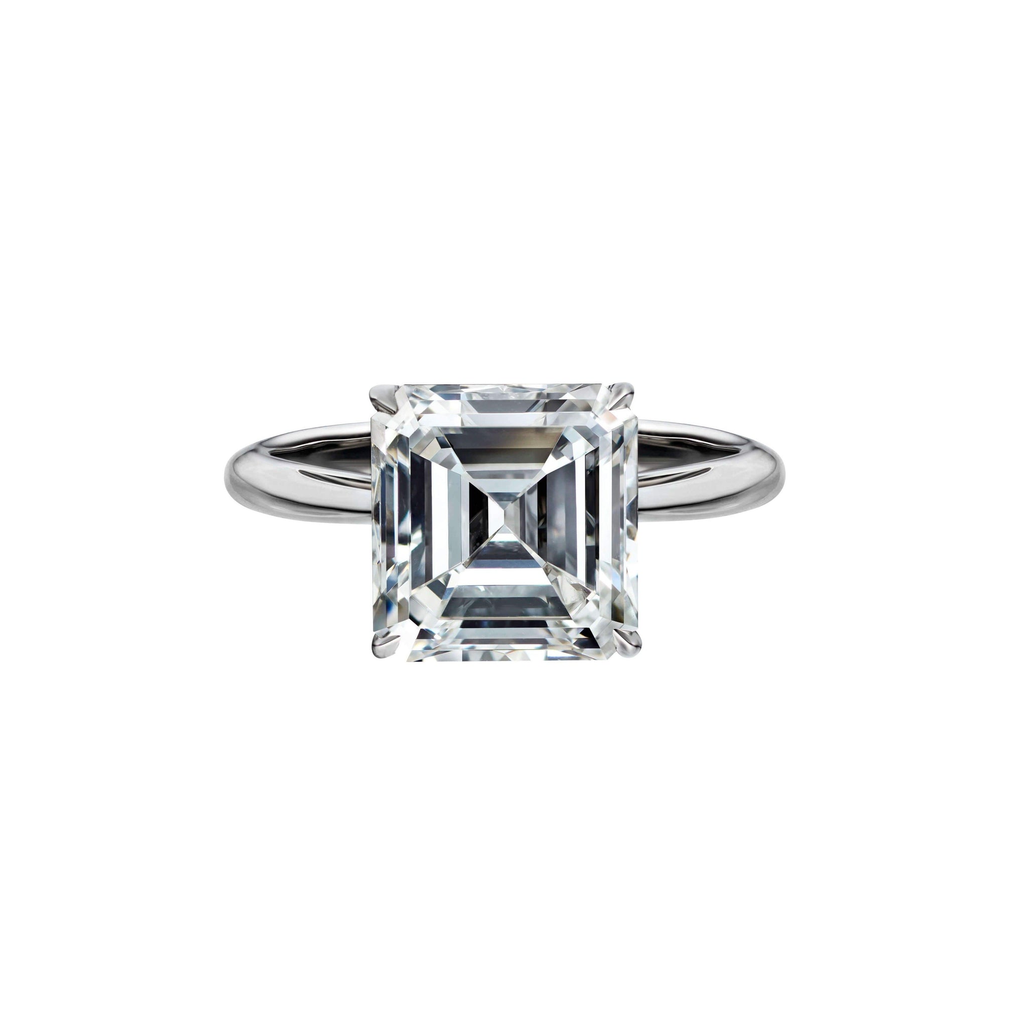 4.01 Carat Asscher Cut Solitaire Engagement Ring
