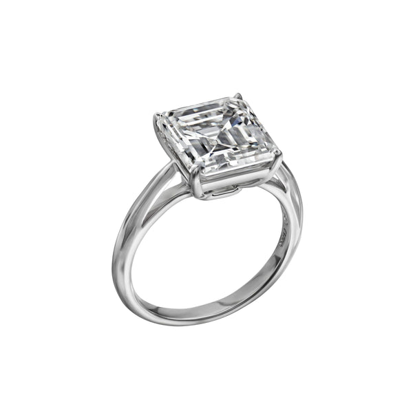 4.01 Carat Asscher Cut Solitaire Engagement Ring