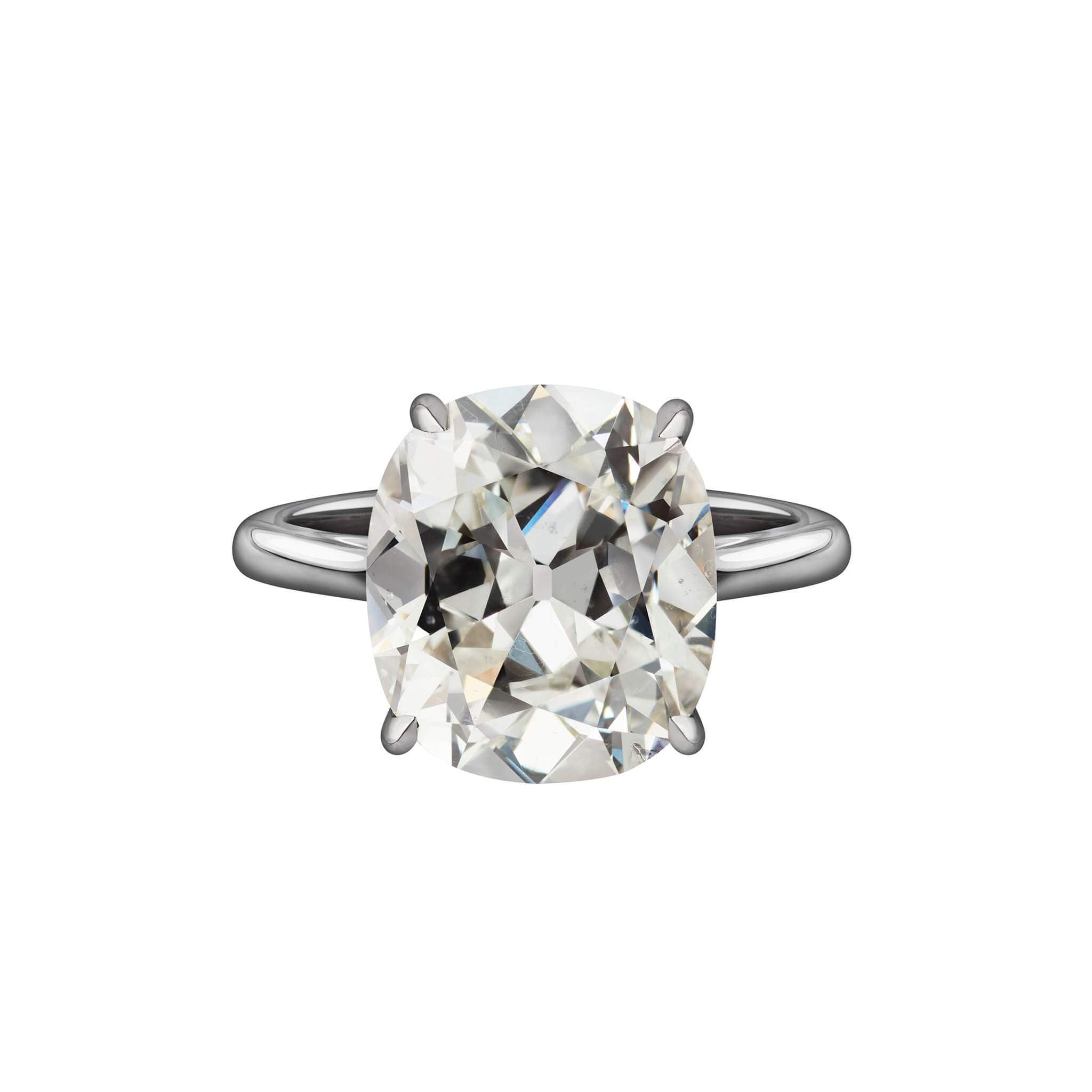 5.64 Carat Antique Cushion Cut Solitaire Engagement Ring