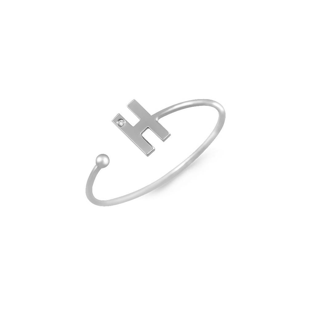 Mini Initial with Single Diamond Ring