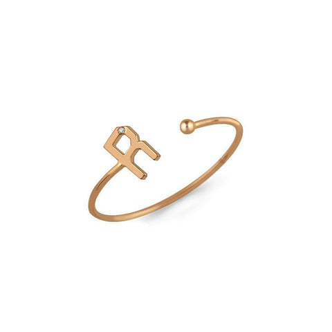 Mini Initial with Single Diamond Ring