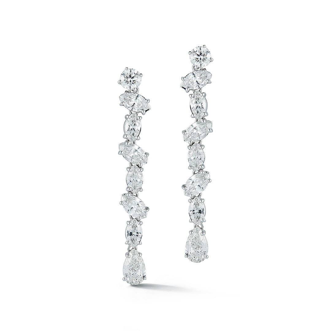 White Gold Multi Shape Strand Earrings