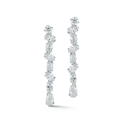White Gold Multi Shape Strand Earrings