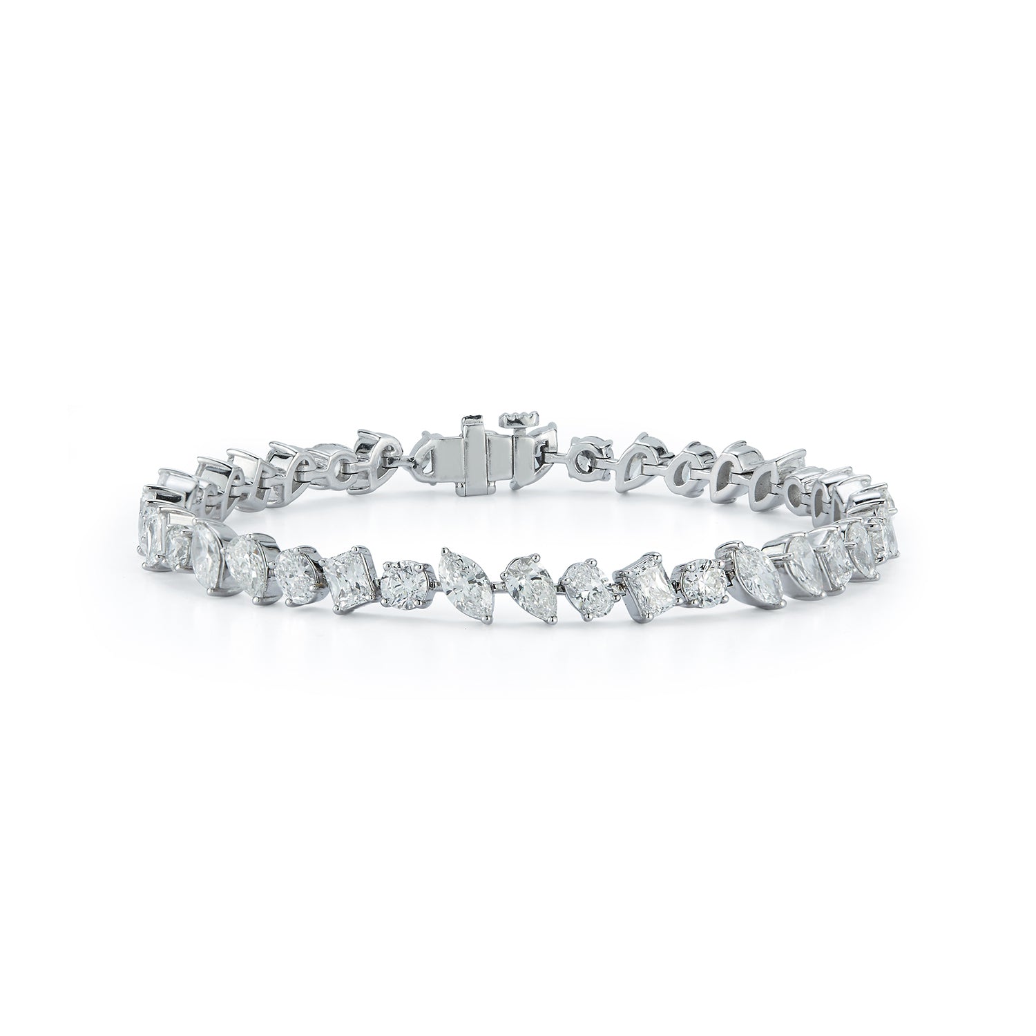 Multi Shape Diamond Tennis Bracelet in White Gold