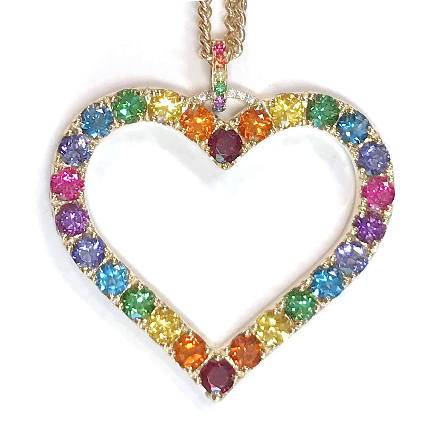 Rainbow Open Heart Necklace